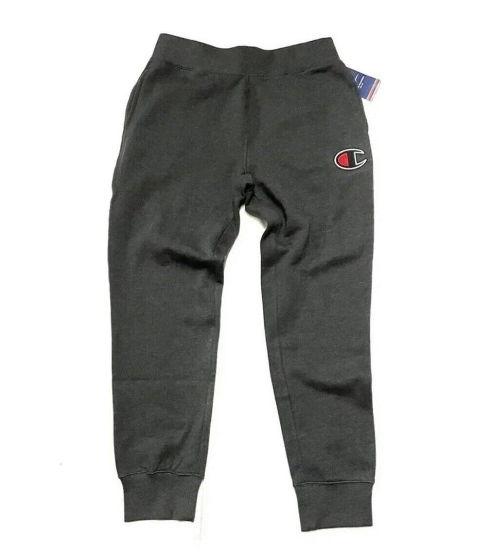 Champion Big C Joggers Sweatpants Mens Size M Charcoal GREY LOGO Medium